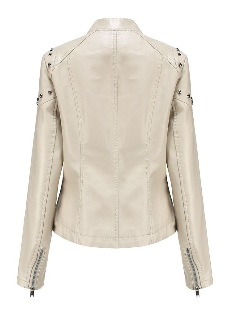 Pu Zipper Slim Pu Rivet Jacka