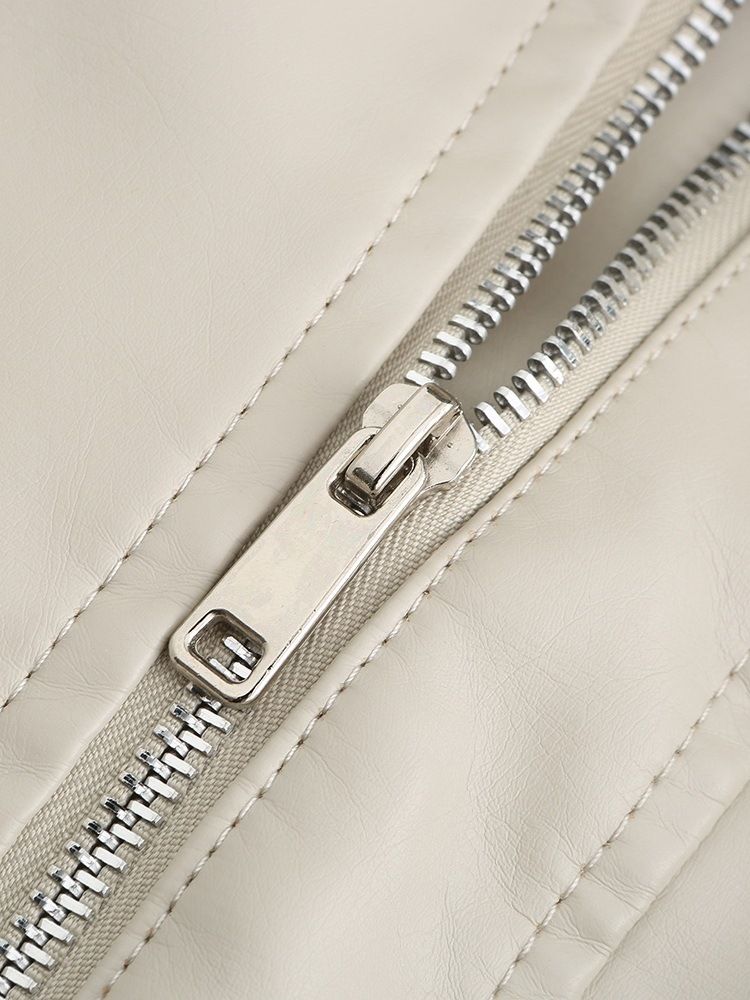 Pu Zipper Slim Pu Rivet Jacka