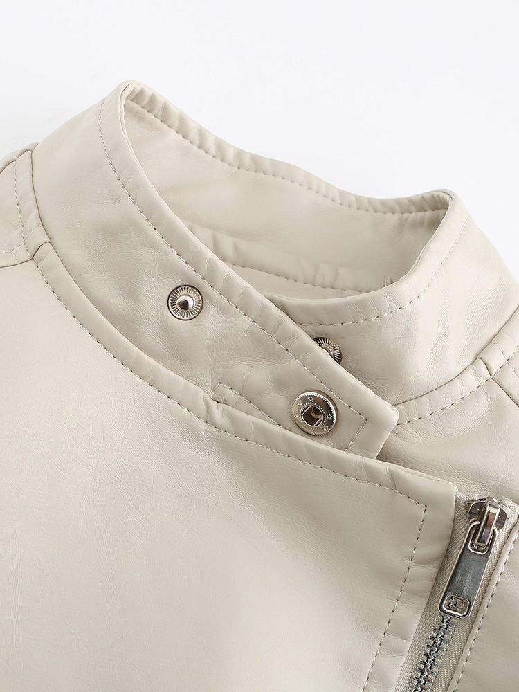 Pu Zipper Slim Pu Rivet Jacka