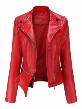 Pu Zipper Slim Pu Rivet Jacka