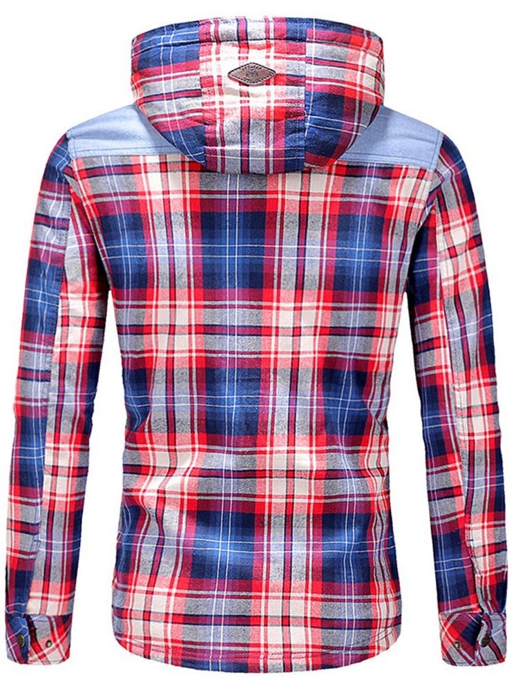 Rutig Fleece Patchwork Vinter Casual Herrjacka