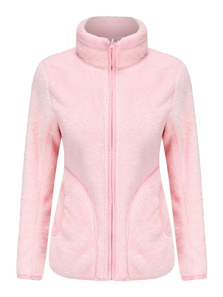 Slim Dragkedja Långärmad Standardjacka Med Turtleneck