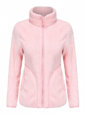 Slim Dragkedja Långärmad Standardjacka Med Turtleneck