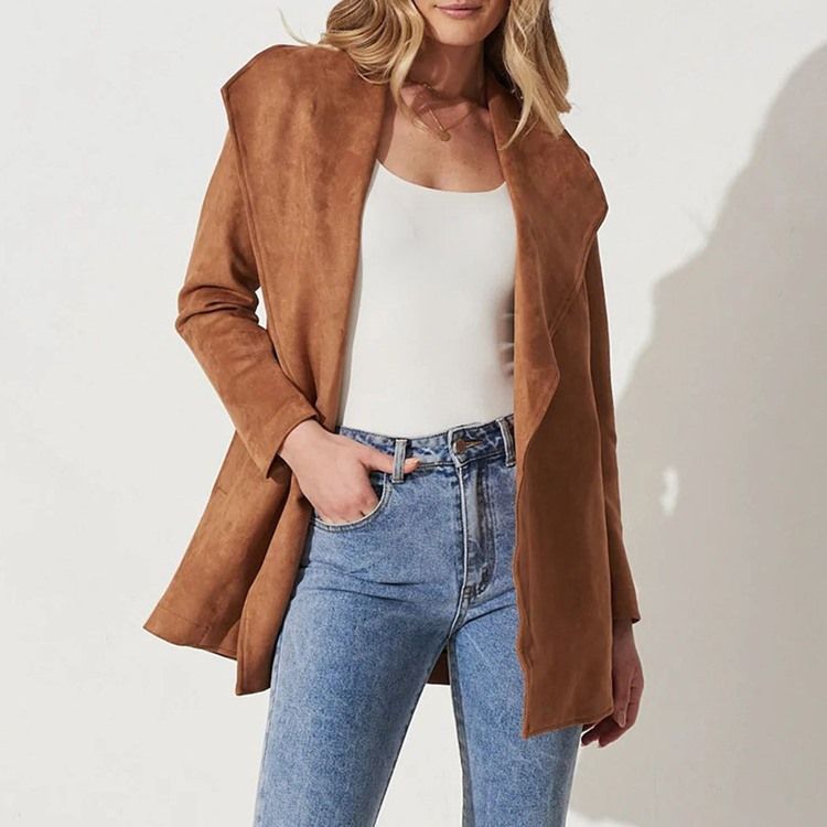 Slimmad Långärmad Fall Lapel Damjacka