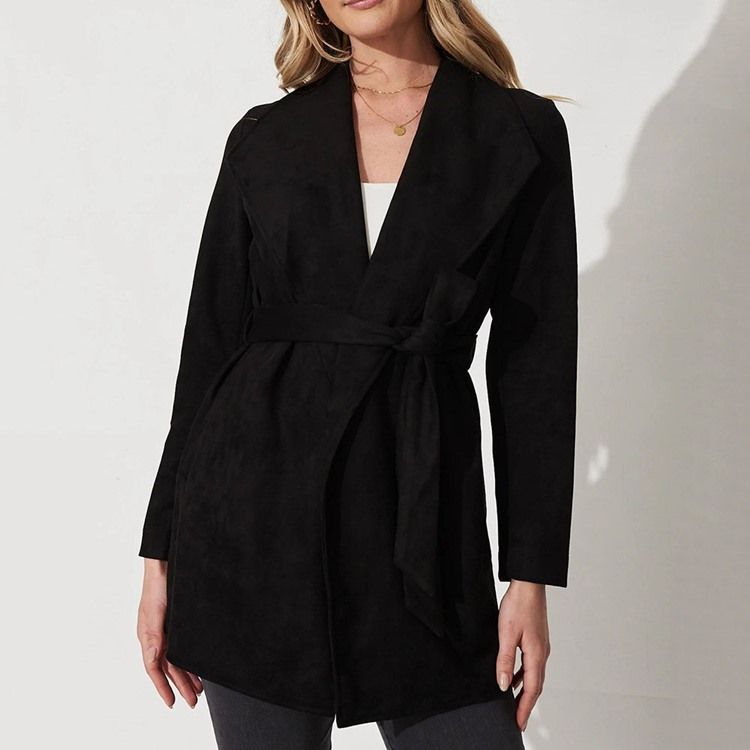 Slimmad Långärmad Fall Lapel Damjacka