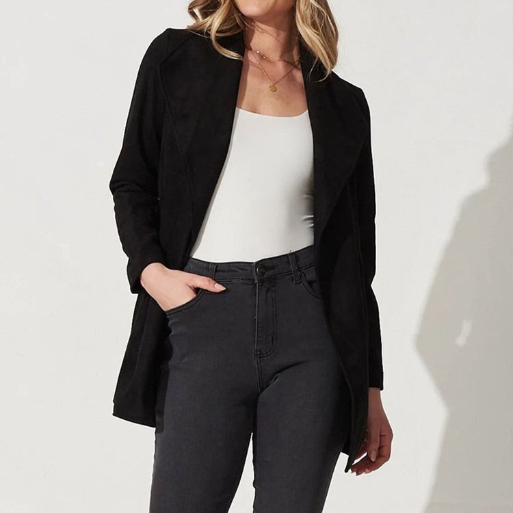 Slimmad Långärmad Fall Lapel Damjacka