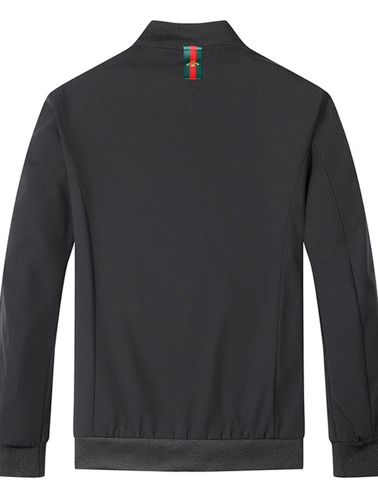 Ståkrage Applikationer Color Block Zipper Rak Jacka