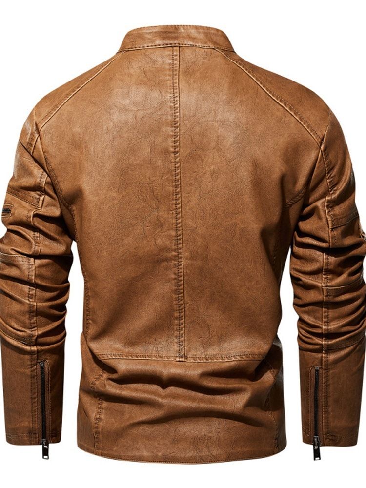 Ståkrage Standard Enkel European Slim Leather Jacka