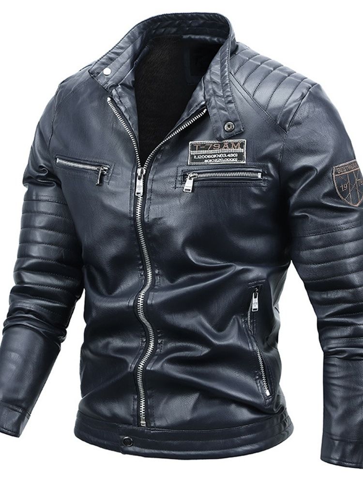 Ståkrage Standard Slim Zipper Läderjacka