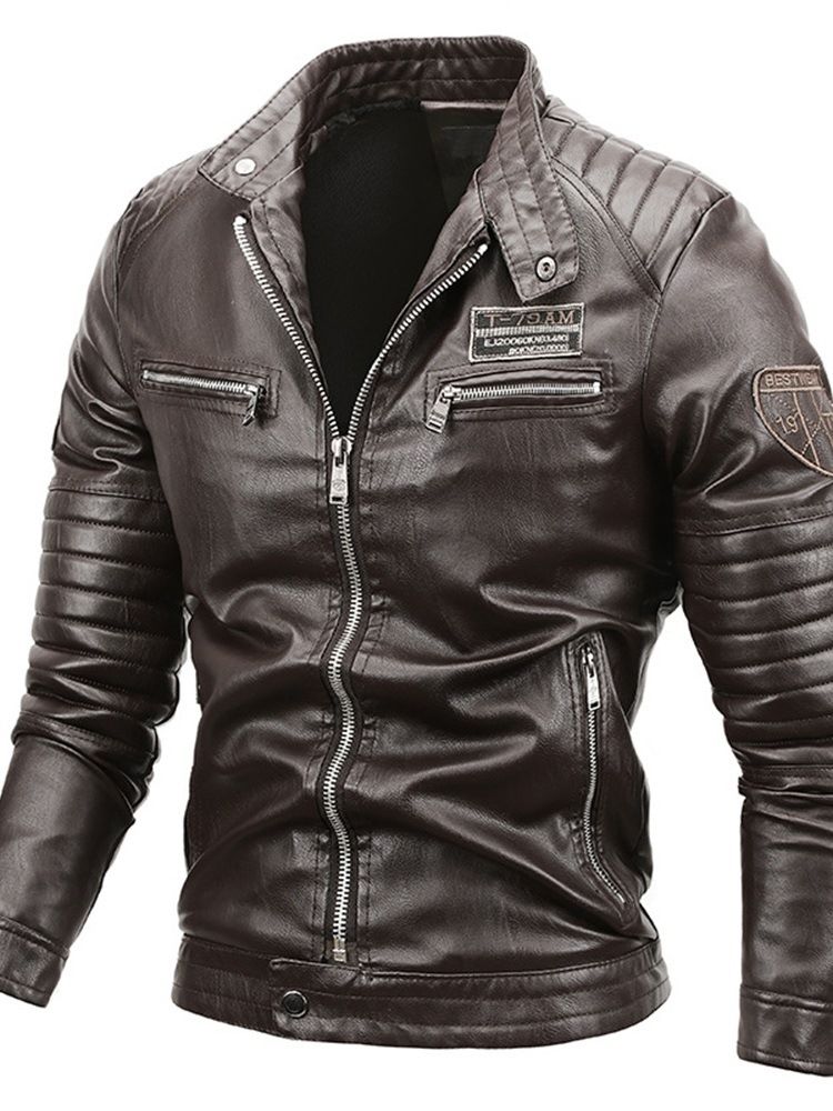 Ståkrage Standard Slim Zipper Läderjacka