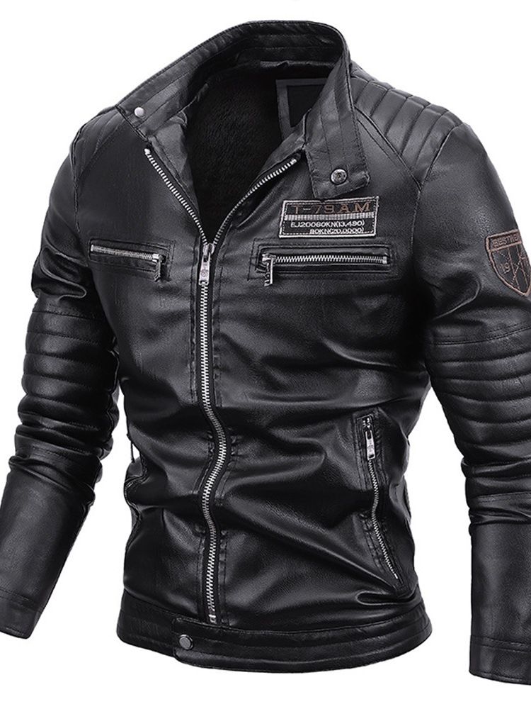 Ståkrage Standard Slim Zipper Läderjacka