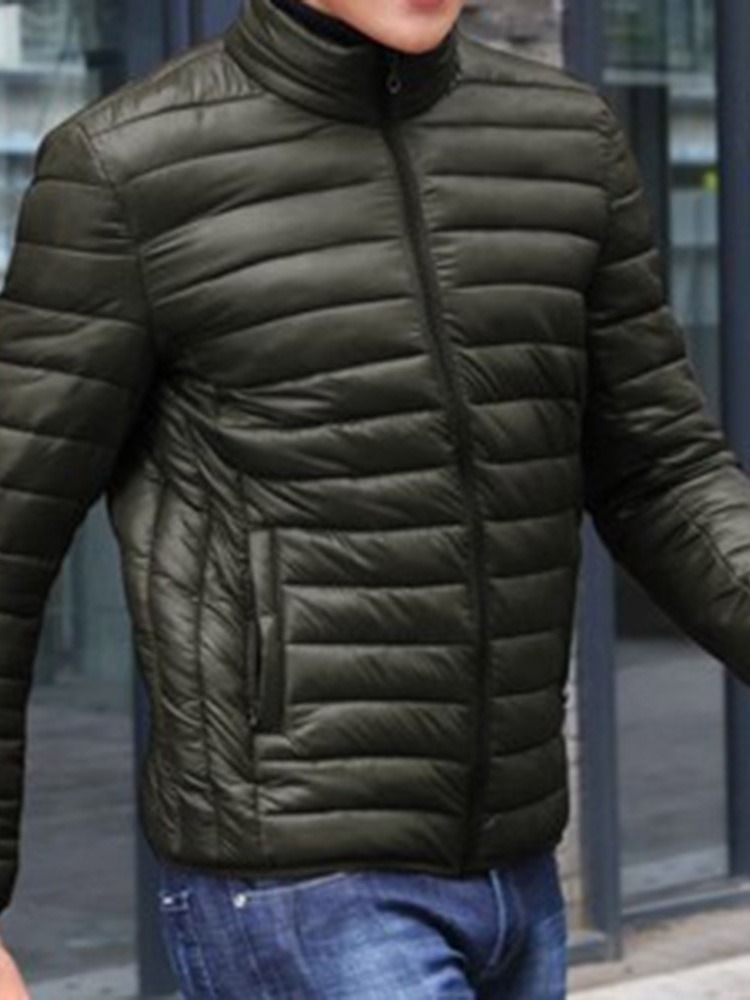 Ståkrage Vanlig Dragkedja Casual Dunjacka För Män