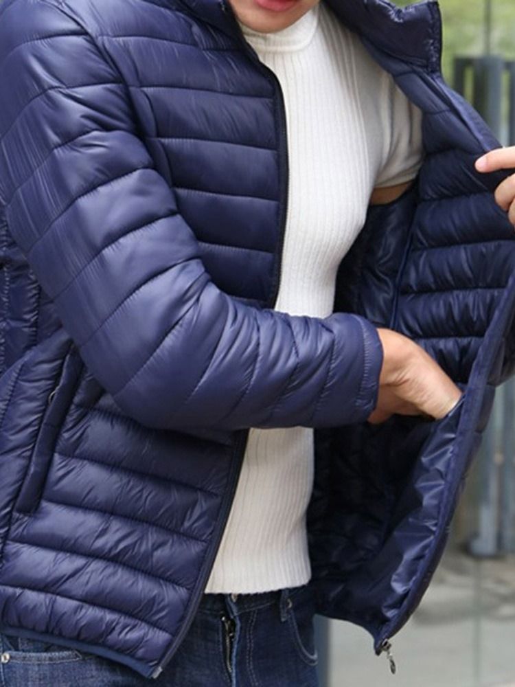 Ståkrage Vanlig Dragkedja Casual Dunjacka För Män