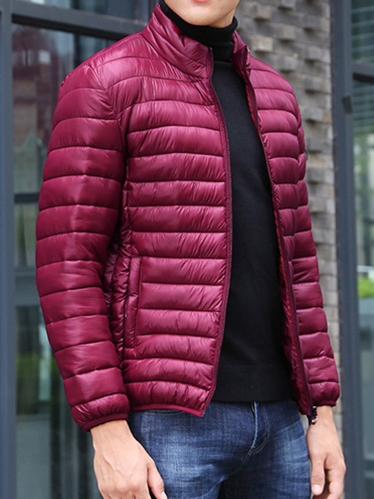 Ståkrage Vanlig Dragkedja Casual Dunjacka För Män