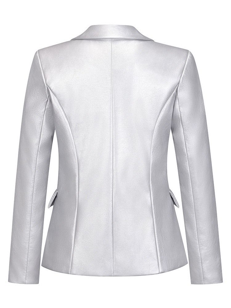Standard Dubbelknäppt Slim Fall Pu-Jacka