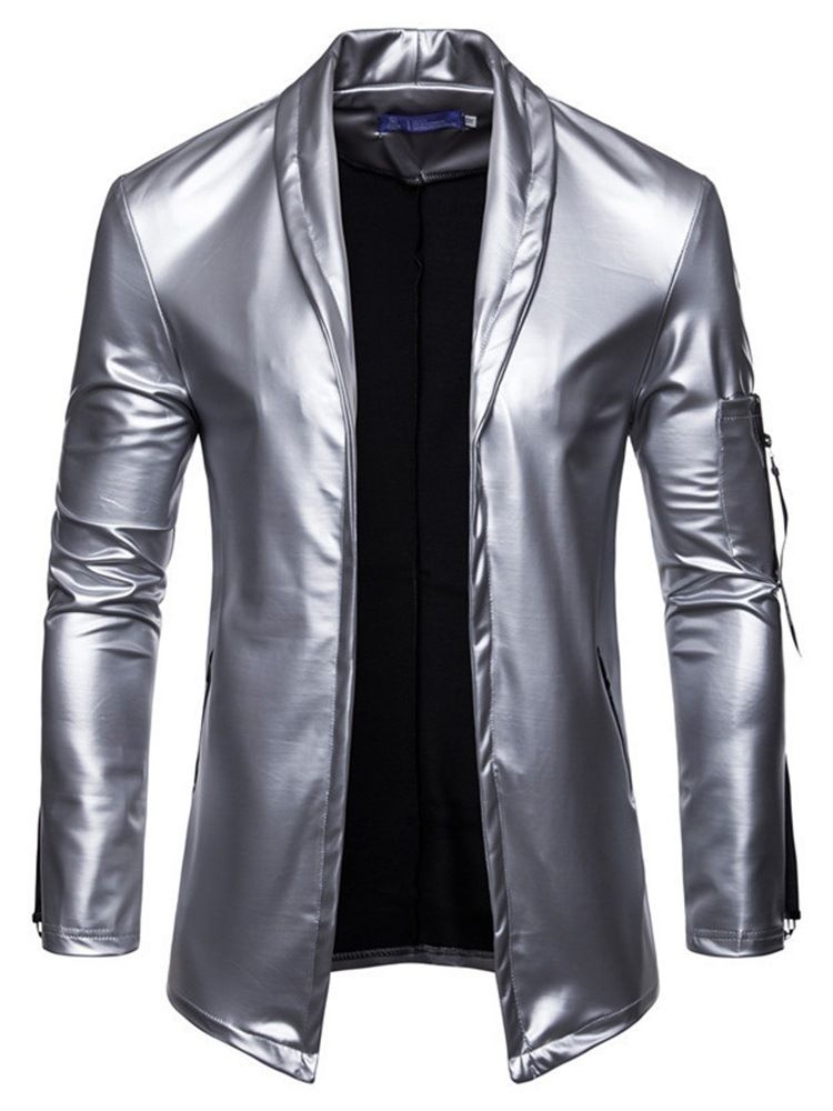 Standard Lapel Fall Zipper Läderjacka