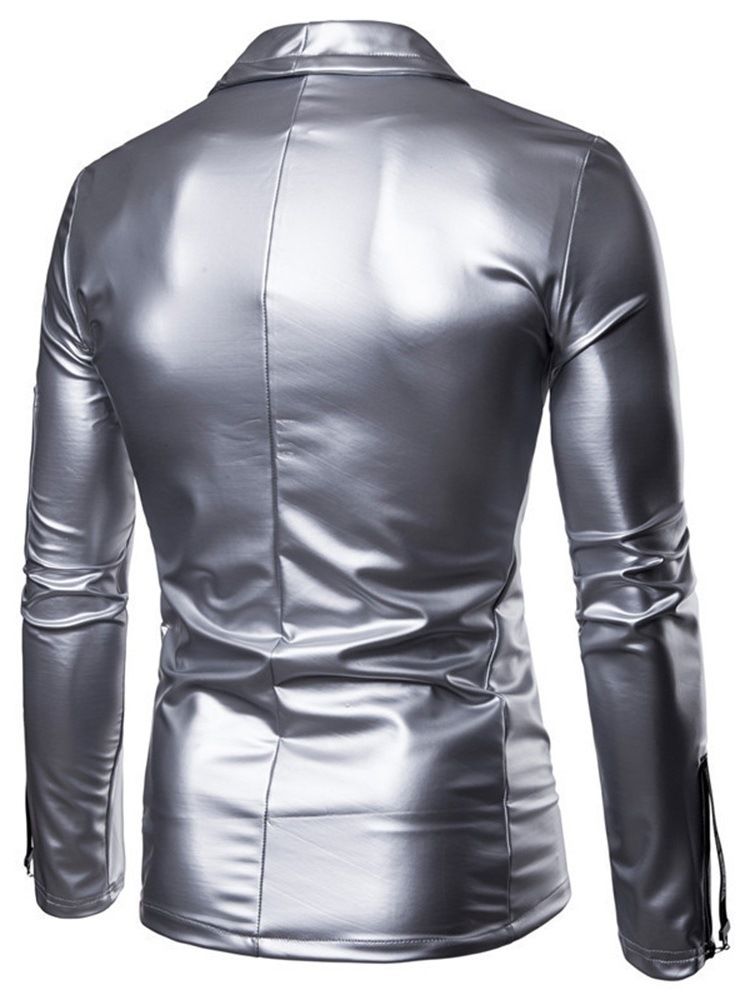 Standard Lapel Fall Zipper Läderjacka