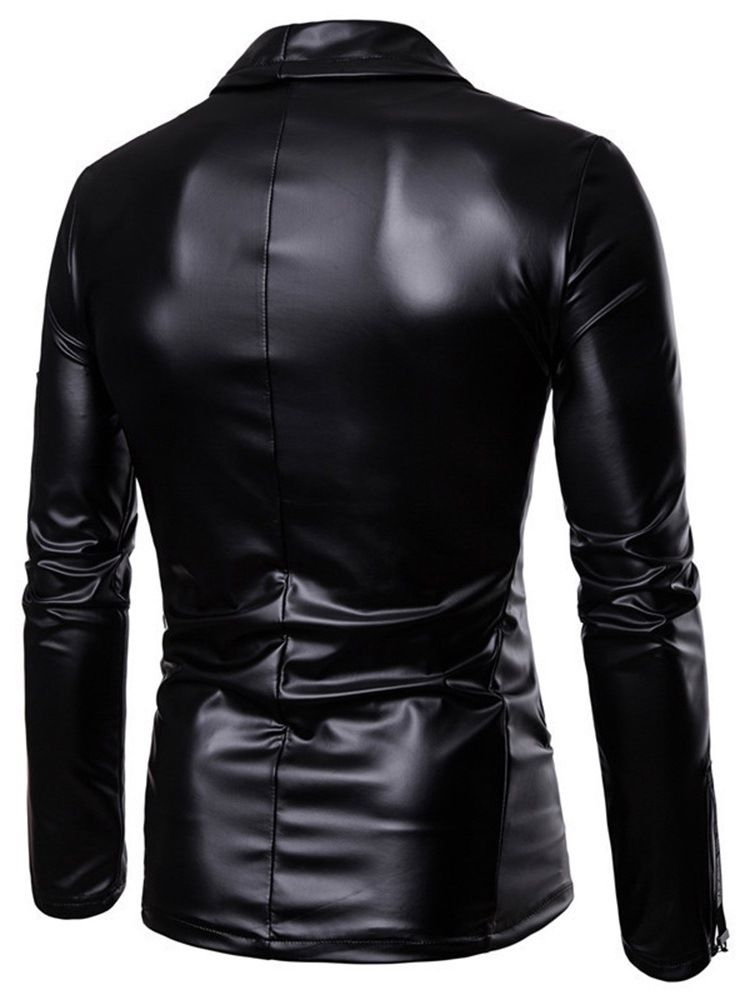 Standard Lapel Fall Zipper Läderjacka