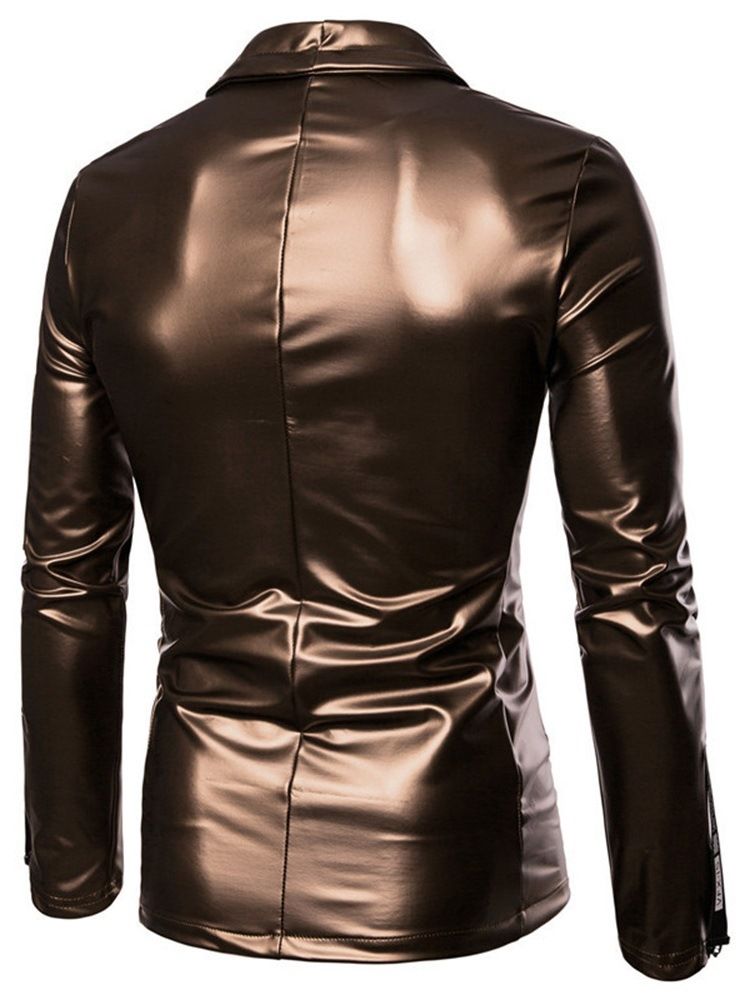 Standard Lapel Fall Zipper Läderjacka