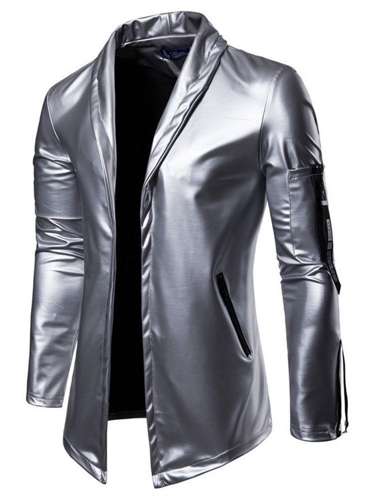 Standard Lapel Fall Zipper Läderjacka