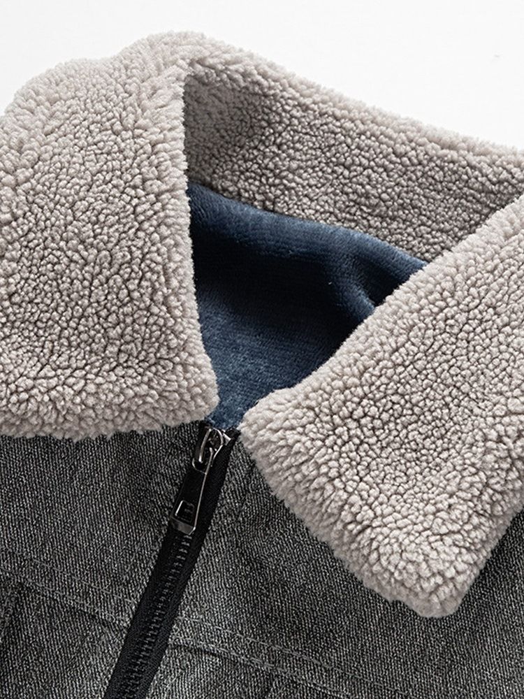 Standard Lapel Slim Pocket Läderjacka