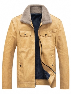 Standard Lapel Slim Pocket Läderjacka