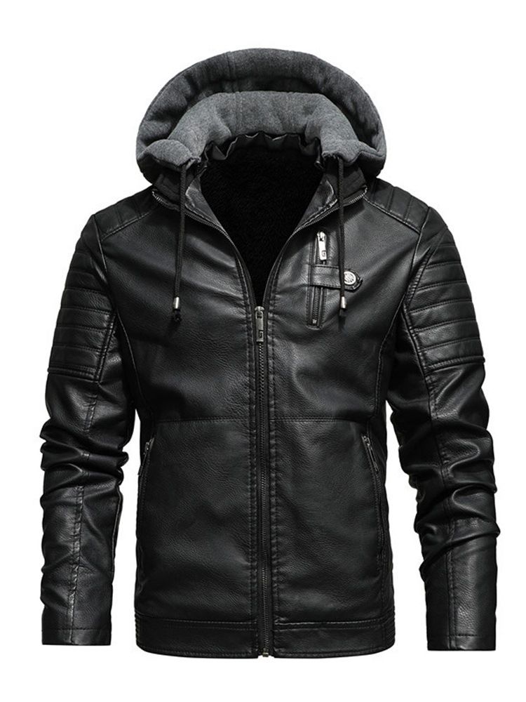 Standard Luva Dragkedja Patchwork Skinnjacka