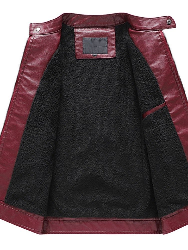 Standard Stativ Krage Color Block Vinter Patchwork Skinnjacka