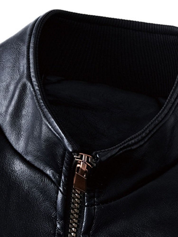 Standard Stativ Krage Slim Vintage Mäns Skinnjacka