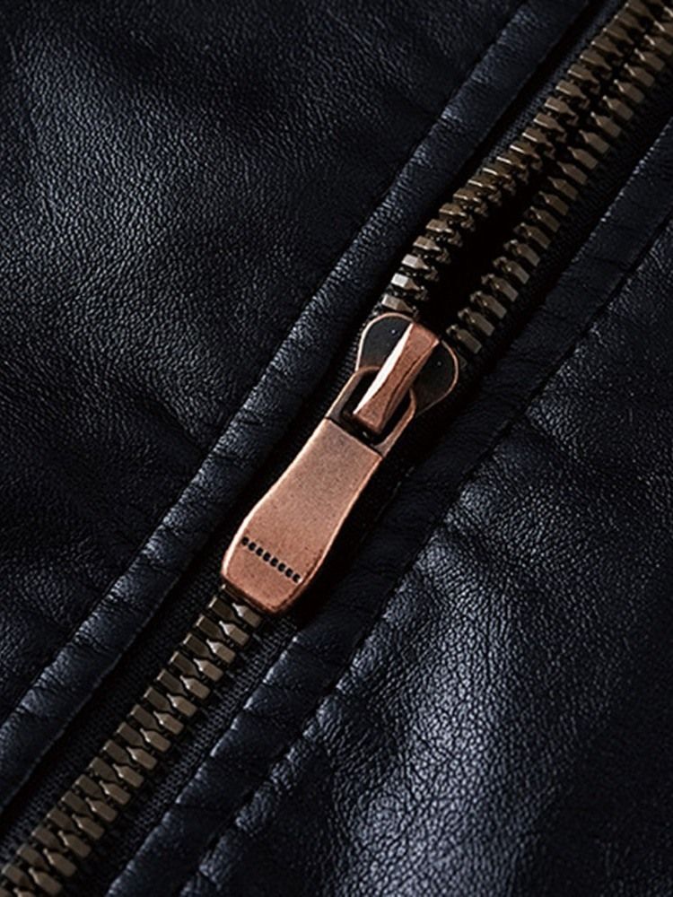 Standard Stativ Krage Slim Vintage Mäns Skinnjacka