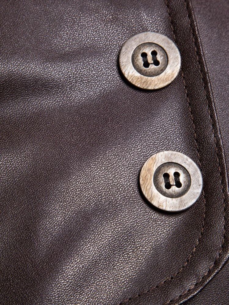 Standard Stativ Krage Vanlig Slim European Leather Jacket
