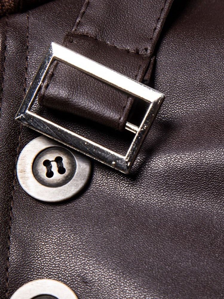 Standard Stativ Krage Vanlig Slim European Leather Jacket
