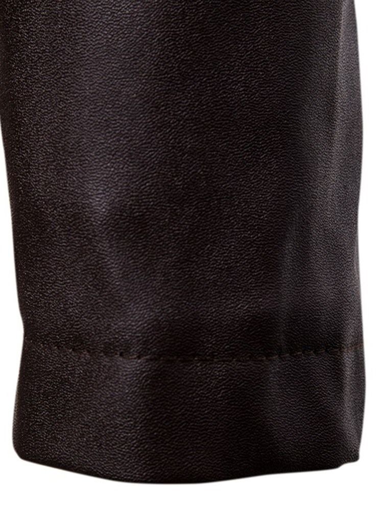 Standard Stativ Krage Vanlig Slim European Leather Jacket
