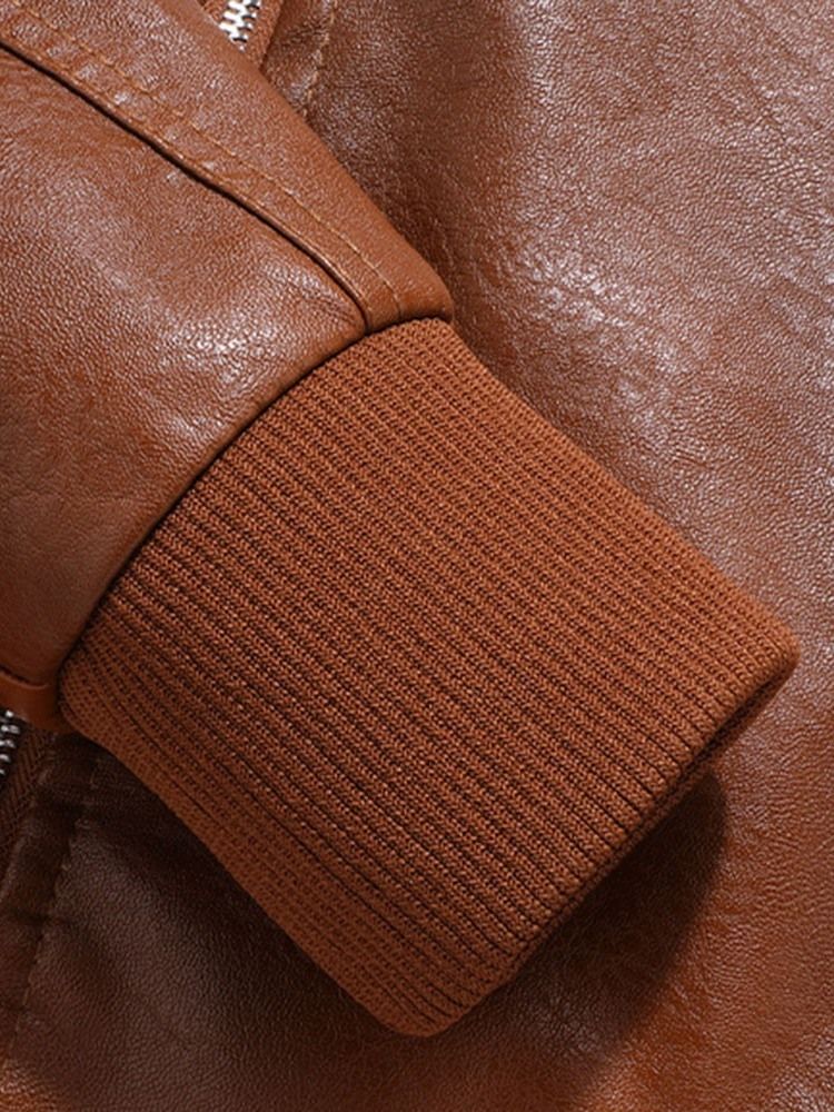Stativkrage Standard Plain Patchwork Slim Läderjacka