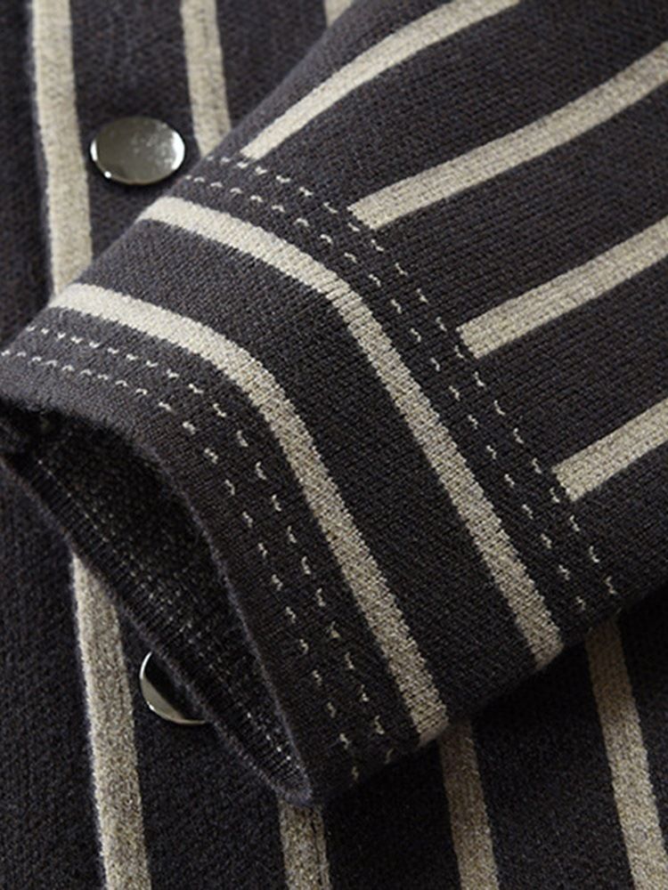 Stripe Lapel Pocket Fashion Slim Jacket