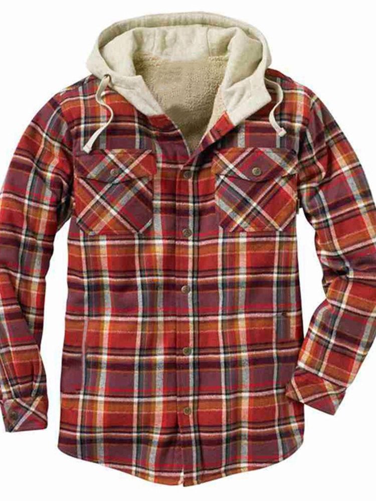 Tjock Hooded Rutig European Loose Jacket