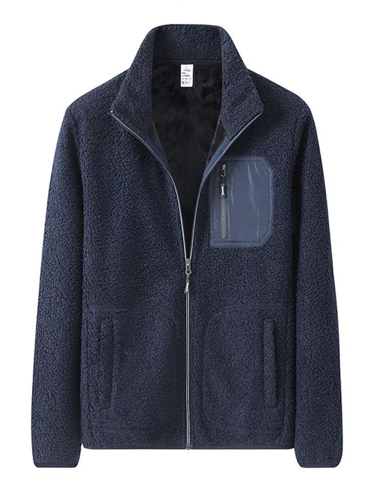 Tjock Patchwork Stativ Krage Vinter Slimmad Jacka