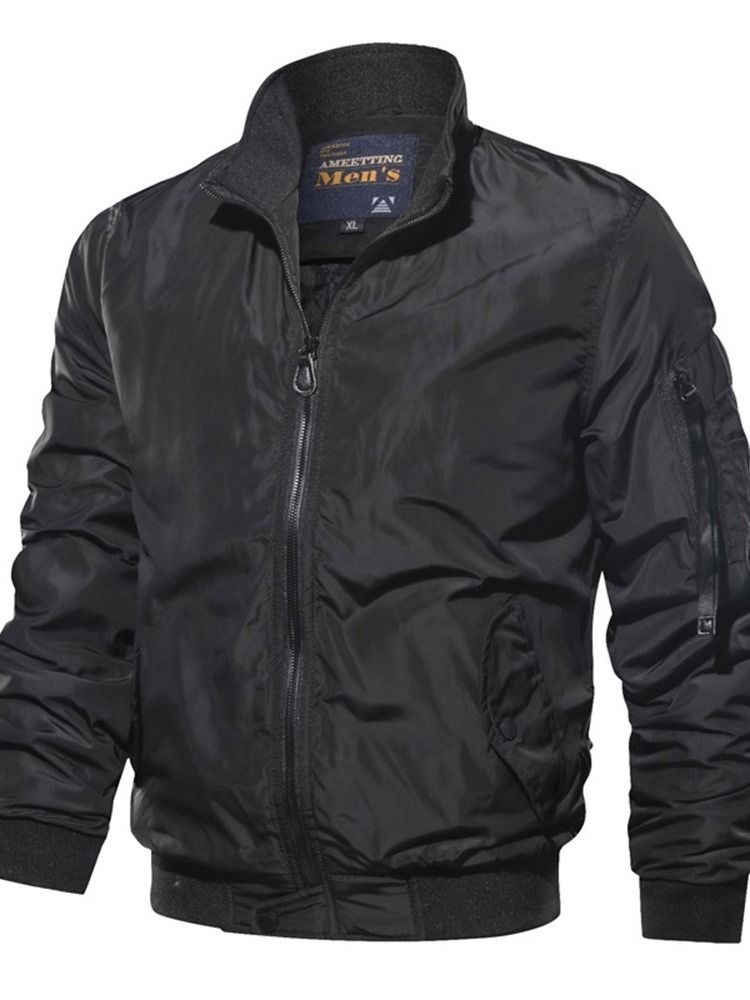 Tjock Stativ Krage Color Block Fashion Slim Jacka För Män