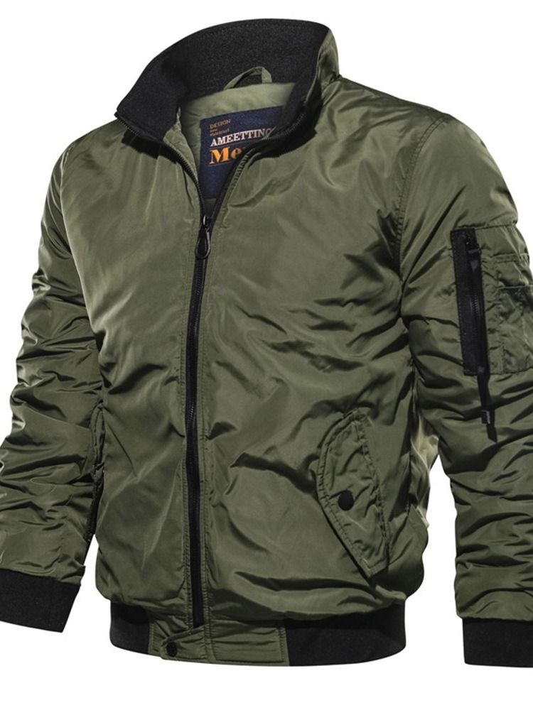 Tjock Stativ Krage Color Block Fashion Slim Jacka För Män