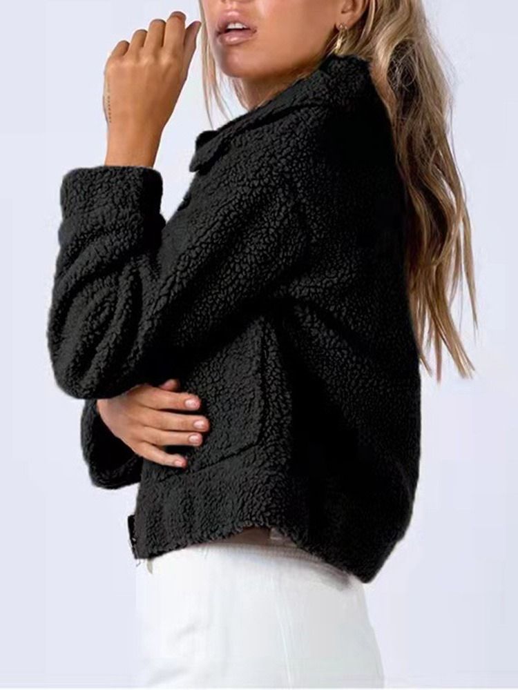 Tunn Dragkedja Loose Lapel Standard Jacka