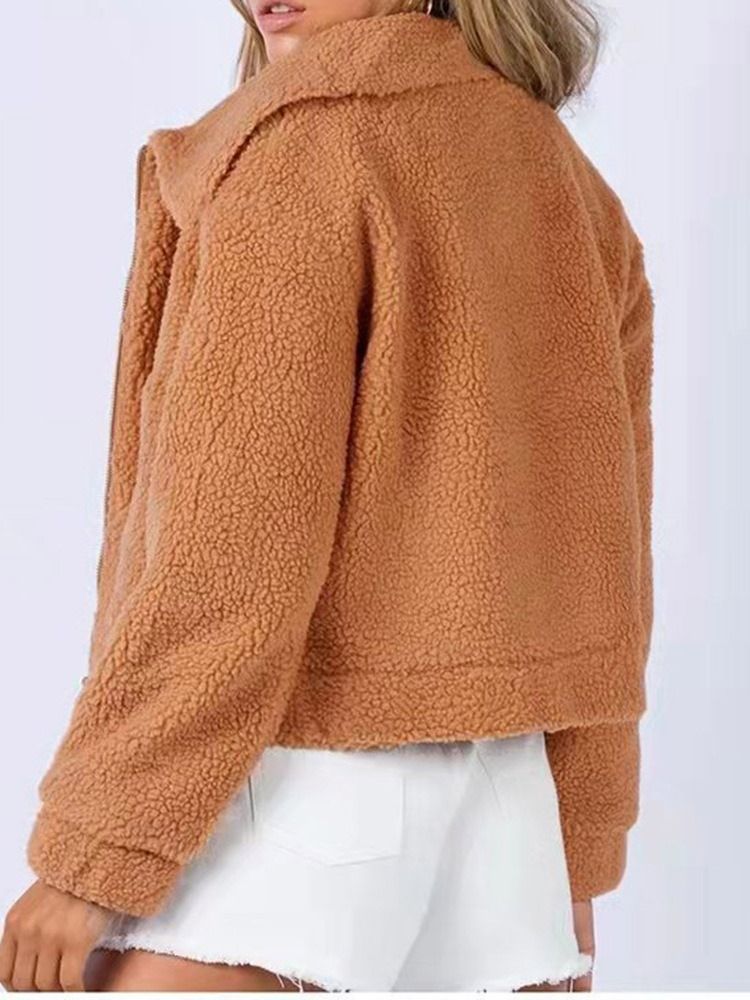 Tunn Dragkedja Loose Lapel Standard Jacka