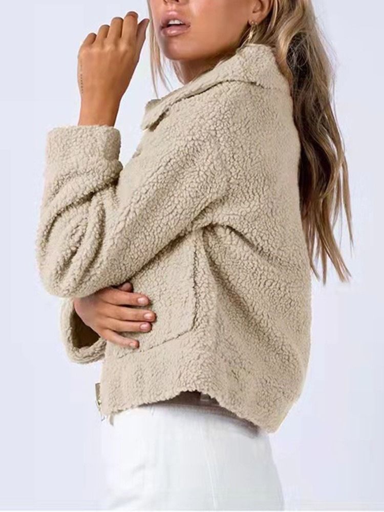 Tunn Dragkedja Loose Lapel Standard Jacka