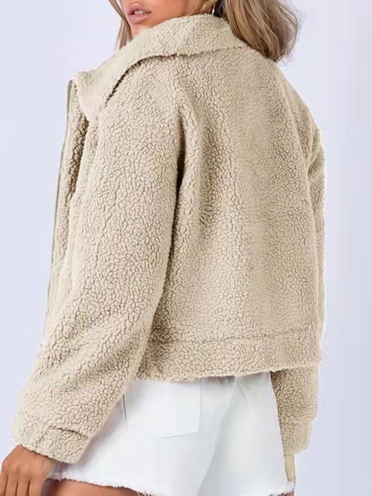 Tunn Dragkedja Loose Lapel Standard Jacka