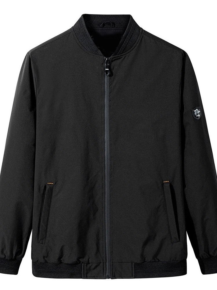 Tunn Patchwork Color Block Casual Zipper Herrjacka