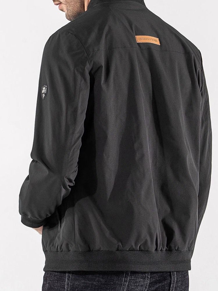 Tunn Patchwork Color Block Casual Zipper Herrjacka
