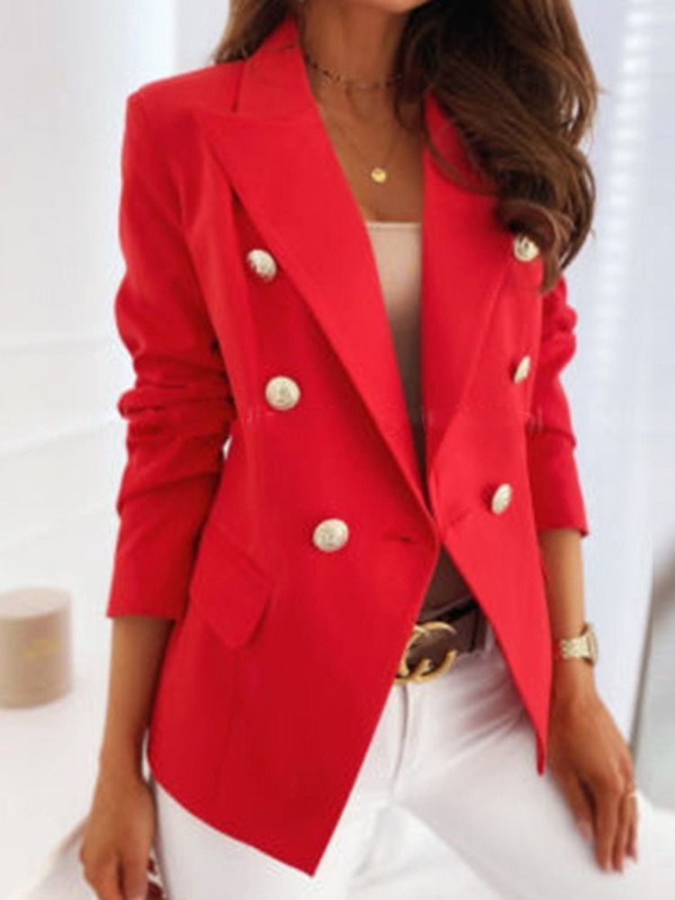 Vanlig Långärmad Kavaj Med Skårad Standard Vanlig Casual Blazer