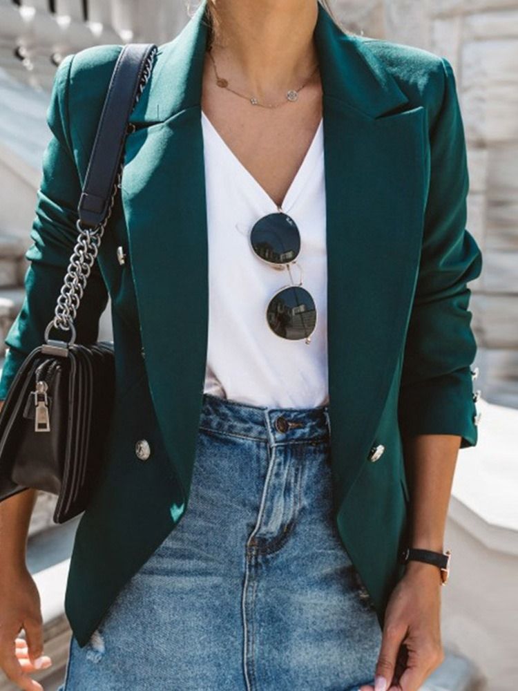 Vanlig Långärmad Kavaj Med Skårad Standard Vanlig Casual Blazer
