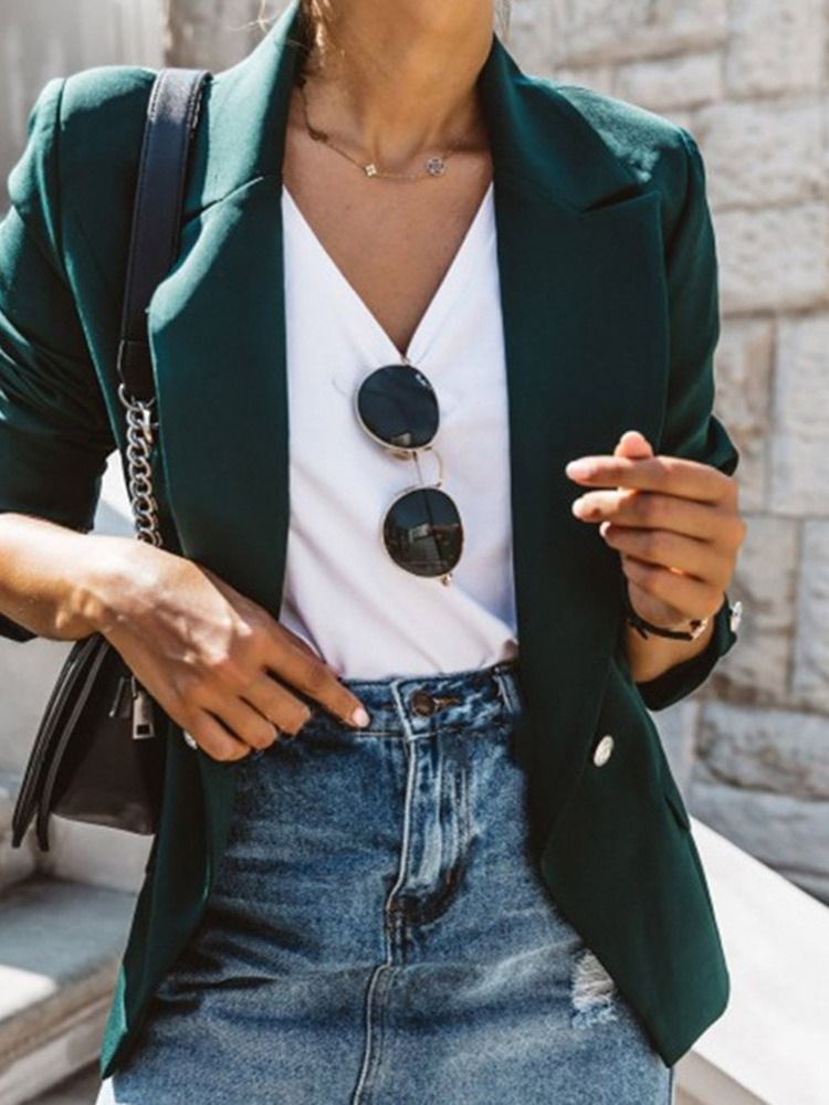 Vanlig Långärmad Kavaj Med Skårad Standard Vanlig Casual Blazer