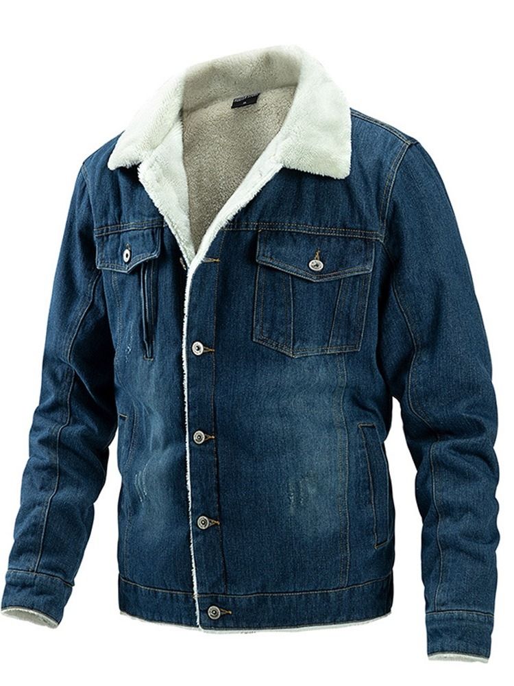 Vanlig Lapel Patchwork Höst Slimmad Jacka