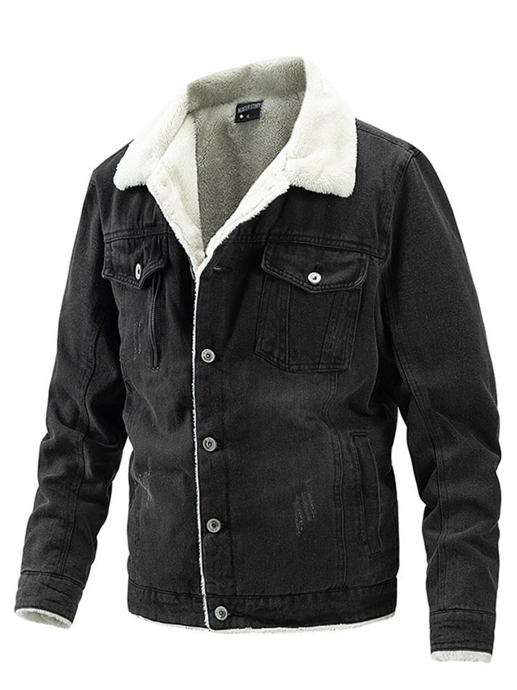 Vanlig Lapel Patchwork Höst Slimmad Jacka
